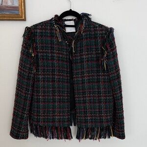 Sandro Green and Red Tweed Blazer